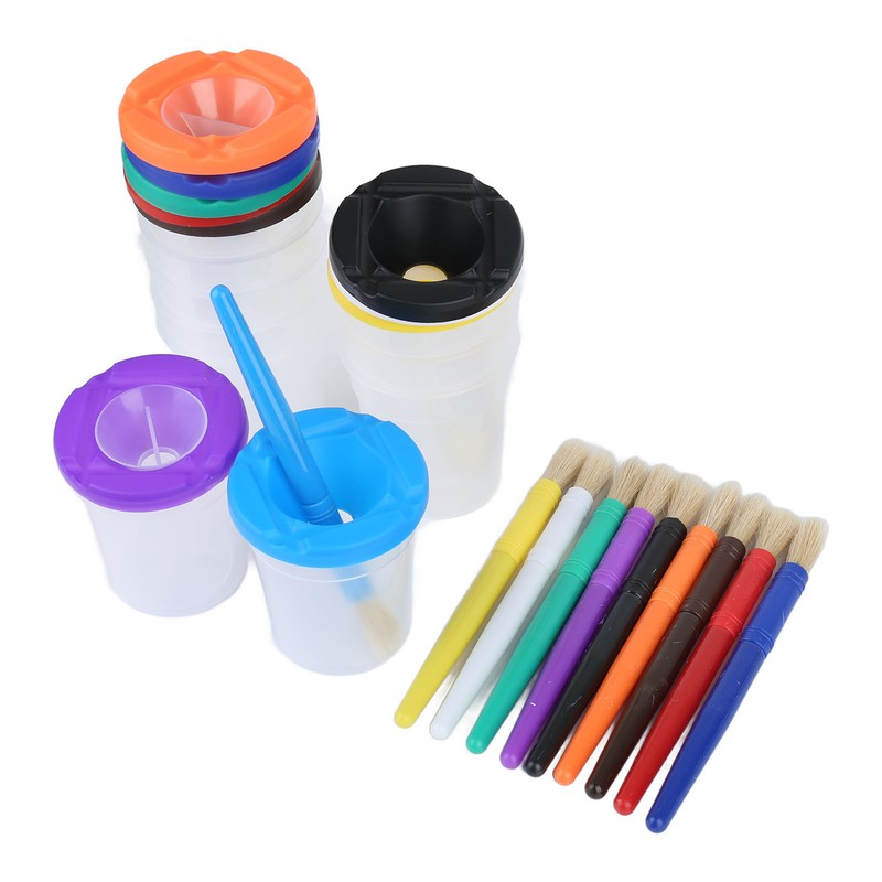 10 Pieces Spill Proof Paint Cups Kids Painting Set with
