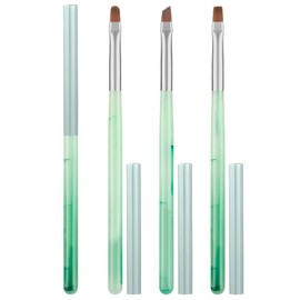 3PCS Nail Polish Clean Up Brush, Round&flat&Angled Acetone Resistant Nail Brush for OPI Nail Polish Remover, Fingernail Cleaning Brushes at Home Nail Art and Designs(Emerald Green)