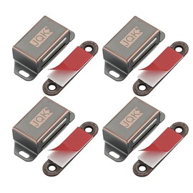 JQK Magnetic Cabinet Door Catch, Stainless Steel Closet Catches with Strong Magnetic, 1.2mm Thickness Furniture Latch 25 lbs Oil Rubbed Bronze (Pack of 4), CC101-ORB-P4