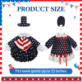 Silicherry 2 Set 4th of July Goose Outfit Lawn Porch Goose Clothes Plastic Goose Lawn Goose Clothing Independence Day Goose Outfit for Patriotic Outdoor Patio Yard Lawn Art Decoration(Cute)
