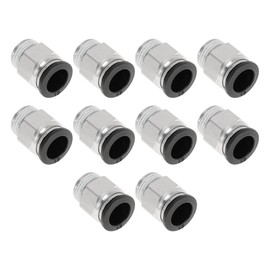 HOPESPANNER Push to Connect Air Fittings 1/2" Male Thread Air Line Quick Connector Plastic Metal 3/8" BSPT 10 Pcs Black Silver Tone