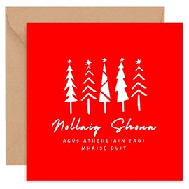 Irish Gaelic Christmas Card- Cárta Nollag - Nollaig Shona agus Athbhliain faoi Mhaise Duit - For Friends Husband Boyfriend Mum Dad Wife Girlfriend Partner Him Her Sister Brother Family - 14cm
