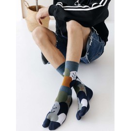 Lifemaster Men's 2 Toe Socks, Crew Socks, Set of 5, Colorful Socks, Cotton, Stylish, Casual, Spring, Summer, Autumn, Winter, 9.1 - 10.6 inches (23 - 27 cm), Gift, 5 Pair-1