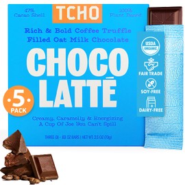 TCHO Choco Latte 47% Oat Milk Chocolate Bars (5 pack) | Plant Based, Organic & Fair Trade, | Non GMO, Non-Dairy, Vegan, Soy Free (2.5oz each)