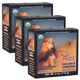 Light Mountain Natural Hair Color & Conditioner, Dark Brown, 4 oz (113 g) (Pack of 3)