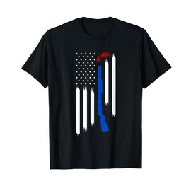 Patriotic Skeet Trap Clay Pigeon Shotgun Shooting USA Flag T-Shirt
