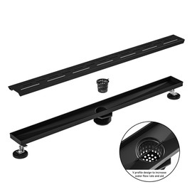 Bochni Linear Shower Drain 32" Matte Black 304 Stainless Steel | with Drain Grate| Fast Drainage | Stainless Floor Drain Grate | Hair Strainer | Drain Key | The Upgrade for Your Bathroom