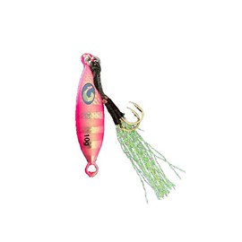 Slow Pitch Jig, Micro Size, Multicolor Teardrop Shape (Pink Glow Stripe, 10g)