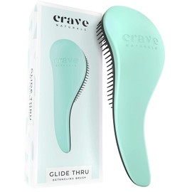Crave Naturals Crave Naturals BIGGIE Glide Thru Detangling Brush - Detangler Hairbrush for Wet or Dry, Curly or Straight Hair - Gentle on Tangles, Ideal Hair Brush and Comb for Adults and Kids - 8.4x3.4-Inch (Mint)