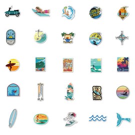 Pack of 50 Surf Stickers, Vinyl Waterproof Stickers for DIY Laptop, Luggage, Fridge, Skateboard, Car, Motorcycle, Bike, Phone Decor, Graffiti Sticker