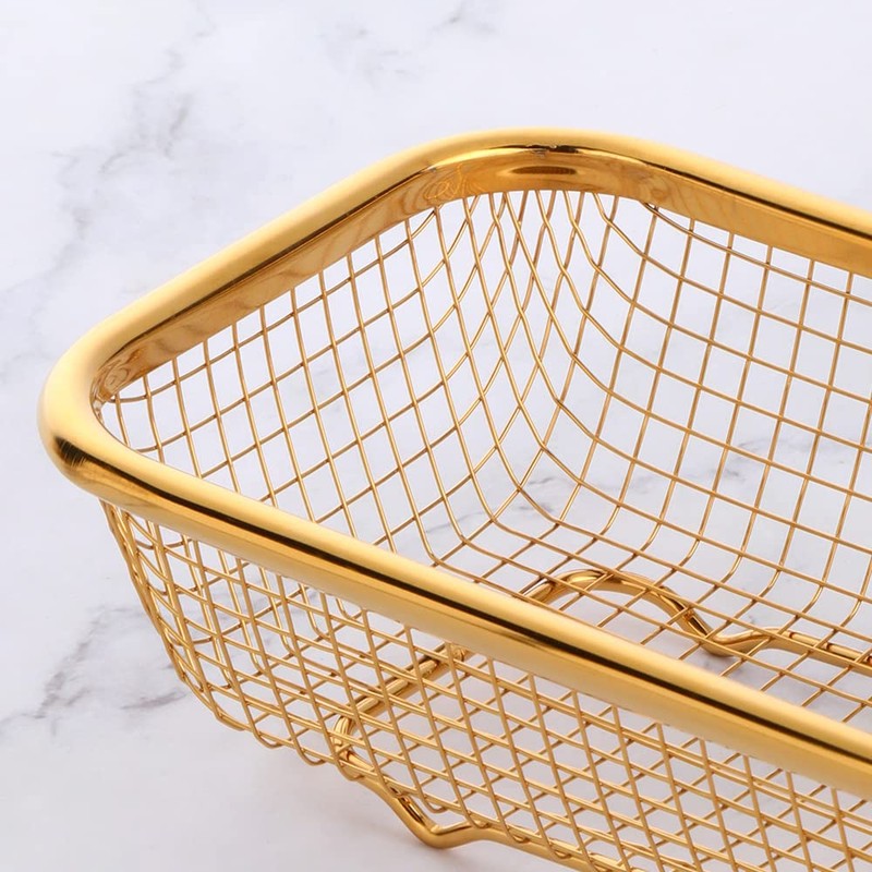 BYEGOU Gold Kitchen Drawer Organizer, Stackable Mesh Storage Baskets, Stainless