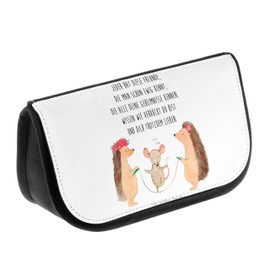 Mr. & Mrs. Panda Cosmetic Bag Hedgehog Rope Bouncing Gift Cosmetic Bag Funny Sayings Good Mood Toiletry Bag Makeup Bag Rope Skipping, White, Hand Drawn
