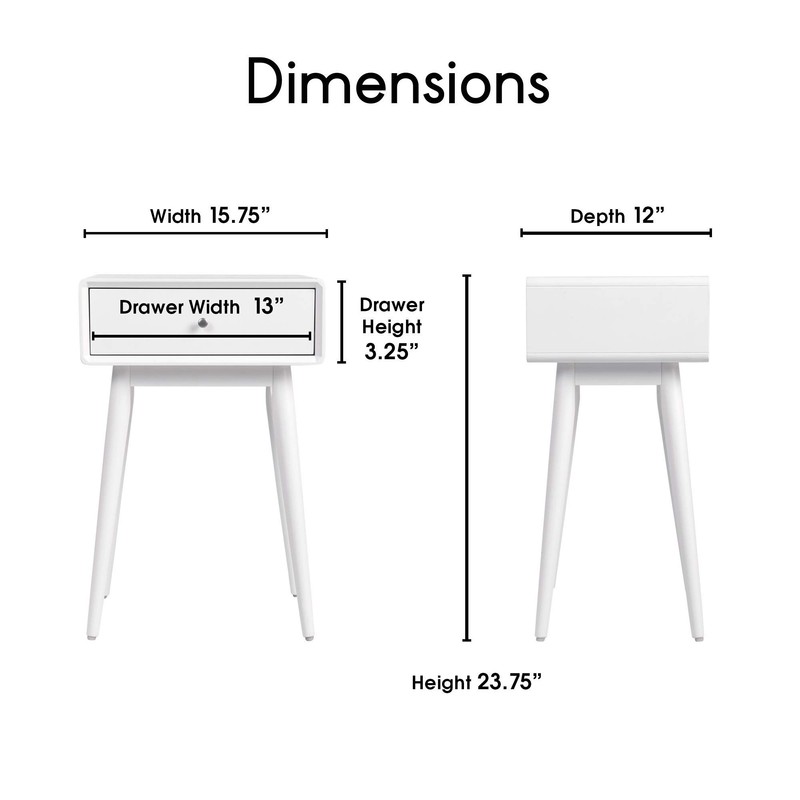 Elle Decor Rory Mid-Century Side Table, Modern Accent Bedside Nightstand,