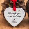 Ceramic Heart Hanging Ornament, 2024 Christmas Decoration, Friendship Gift for