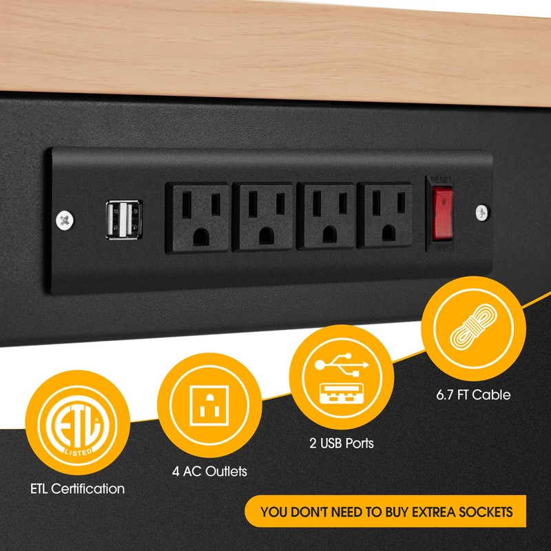 Antifir 48” Adjustable Workbench，Heavy Duty Wood Work Bench 2000 Lbs