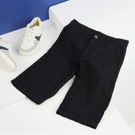 CityComfort Boys Chino Shorts with Adjustable Waist, Breathable Cotton (Black, 5-6 Years)