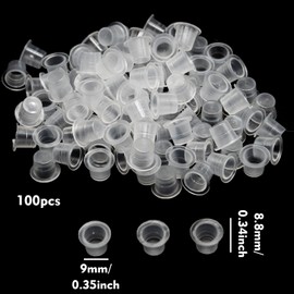Ink Caps Cups, 100 Pieces Disposable Ink Cap, Plastic Ink Containers for Medium Ink Pigment Cups 9mm