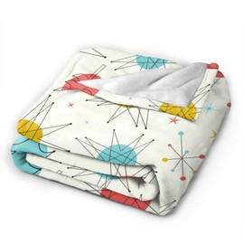 Mid Century Christmas Pattern Blanket, Soft Blankets Flannel Bed Throw Cozy Lightweight Plush Gifts for Women Men Boys Girls Sofa Couch Bedroom Living Rooms Warm All Season, Home Decor, Small 50"x40"