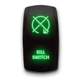 Kill Switch - Green - STARK 5-PIN Laser Etched LED Rocker Switch Dual Light - 20A 12V ON/Off