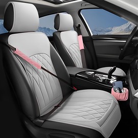 JNNJ Leather Front Seat Cover, Car Seat Protector Set, Universal, Protective Covers for Front Seats in Stylish Design, Universal Seat Cover, Classic Car Seat Covers, Seat Protector, Protective Cover