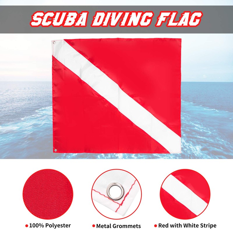 Dawitrly Safety Dive Flags, 2Pieces Polyester Diver Down Flag +
