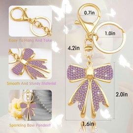 ICHRATI Novelty Purple Bow Keychains Gifts for Women Girls Cute Kawaii Key Chain Charms for Car Keys Purse Handbag Backpack Bag Aesthetic Stylish Cute Kawaii Keyring Decoration