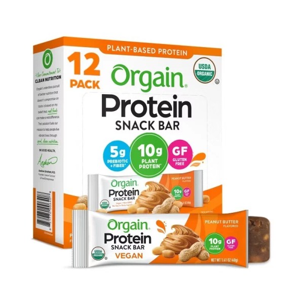 Orgain Organic Vegan Protein Bar - Peanut Butter - 12ct