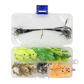 FOLANDO 30pcs Lifelike Frog Lure Kit with Weedless Hooks & Bite-Resistant Connectors – Soft Rubber Fishing Bait Set for Bass, Pike, and Freshwater Fishing