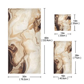 ALAZA Beige and Brown Marble Geometric Towel Bathroom Set, 3-Piece Towel Set, 1 Bath Towel, 1 Hand Towel, 1 Washcloth,Soft Absorbent Towel for Home Kitchen Gym Beach