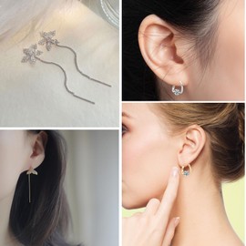 FCXQG 4 Pairs of Lymph Earrings Lymphatic Drainage Earrings Magnetic Earrings Women's Lymphatic Drainage Earrings Slimming Earrings (Ear Wire Type + Ring Type)