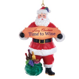 Collections Etc Hand-Panted Time to Wine Santa Christmas Ornament