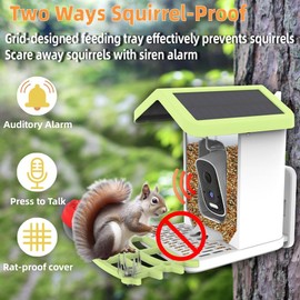 Solar Smart Bird Feeder with Camera with AI Identify Auto Capture Videos Pictures,Smart Bird House with Cam,4K Live View, Instant Arrival Alerts, Squirrel-Proof,Gifts for Birdlover Mom Dad