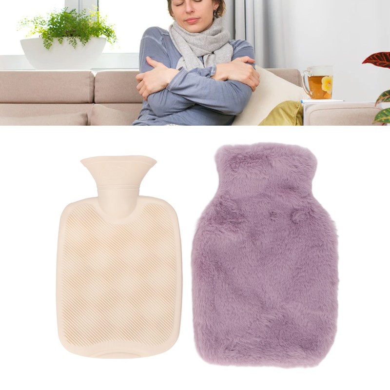 PVC Hot Water Bag with Soft Plush Cover Leakproof Winter