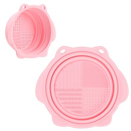 Makeup Brush Cleaner, Etercycle Foldable Silicone Brush Cleaner Bowl Srubber, Portable Washing Tools for Makeup Brush,Powder Puff,Sponge (Light Pink)