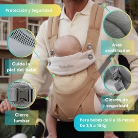 Minituskies PureComfort Baby Carrier with Dummy Clip, Ergonomic Baby Carrier with Dummy for Hanging, Kangaroo for Babies, 4 Positions for Babies, Carry Bag for Newborns