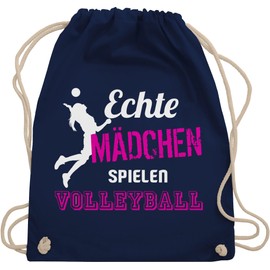 Shirtracer - Gym Bag Backpack - Gifts Accessories - Real Girls Play Volleyball, 02 Navy Blue