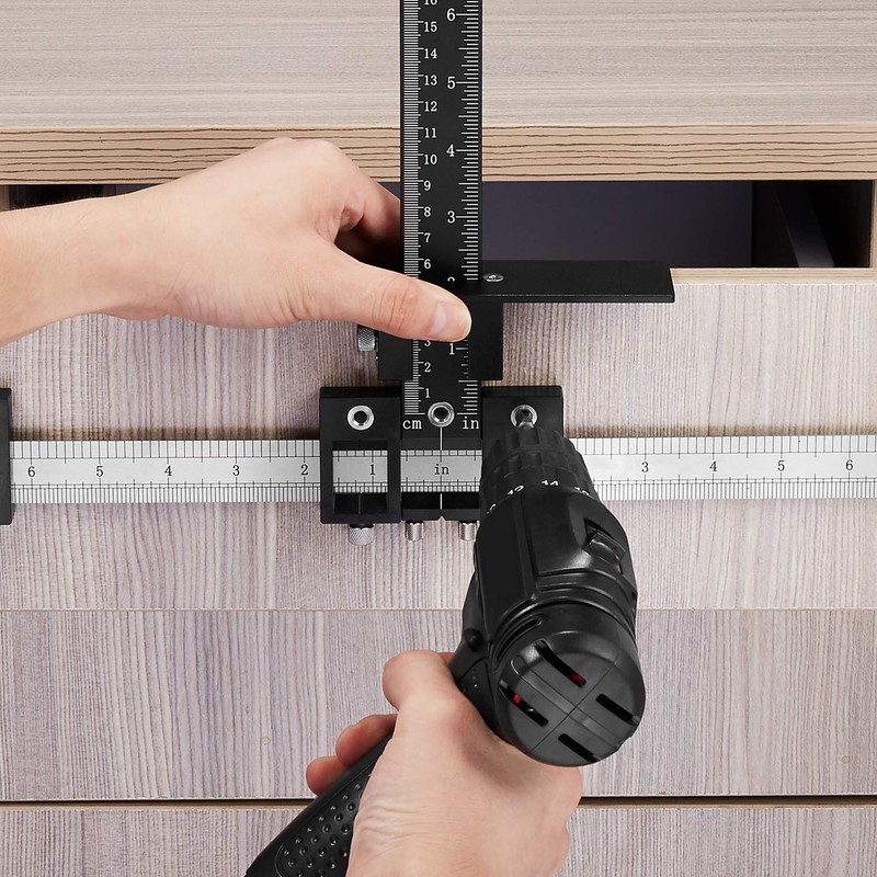 ASCENDAS Cabinet Hardware Jig Tool Adjustable Drill Template Guide Aluminum