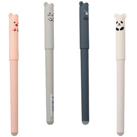 Tabanzhe 4PCS Animal Gel Ink Pens - Cartoon Erasable Erasable Magic Erasable Pen - Fun Erasable Magic Pens for Students and Office Use (Black, 0.35MM)