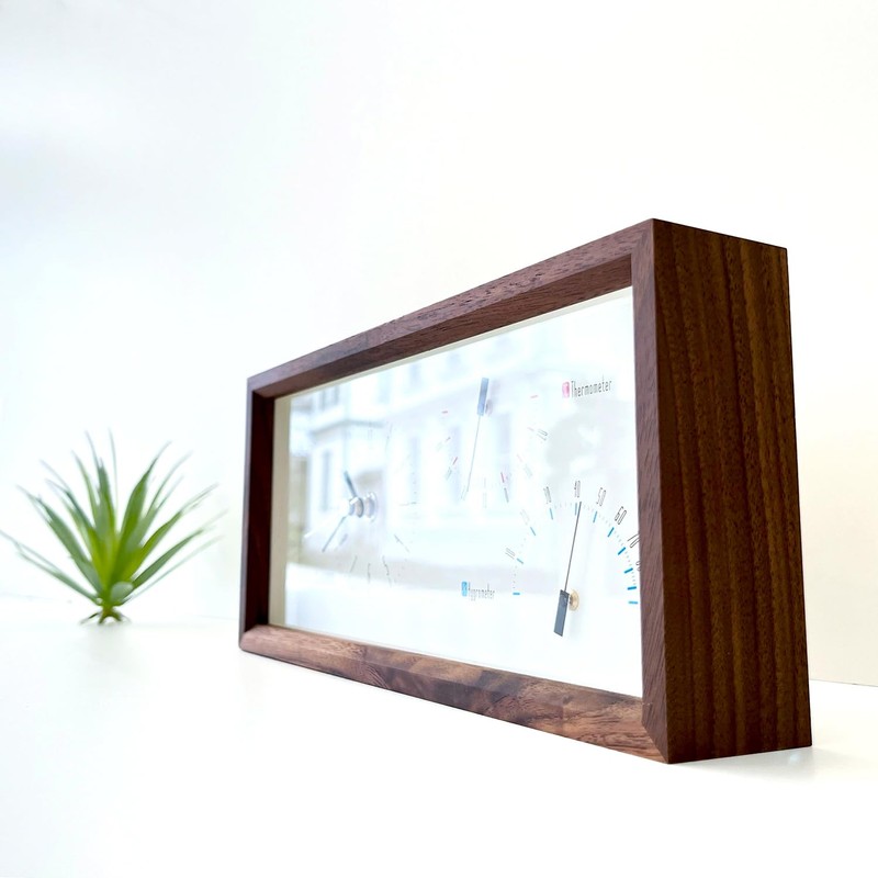 KATOMOKU Thermo Clock Walnut km-152WA Wooden Watch Thermo Hygrometer, Dual