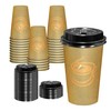 12 oz Disposable Coffee Cups with Lids 25 Pack,To Go