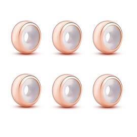 SOUKISS Soulbeads 2Pcs 925 Sterling Silver Stopper Rubber Beads Charm for European Snake Chain Bracelet, No Gemstone