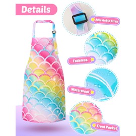 WERNNSAI Children's Apron – Pack of 2 Children's Aprons Painting Apron Children for Boys Girls, mermaid