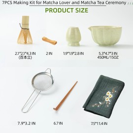 DHwebWLP Premium Japanese Matcha Whisk Set,Bamboo Whisk&Ceramic Bowl,Complete Matcha Making kit for home Tea Ceramony,Gift for Matcha Lovers/Beginners(Mottle Green)