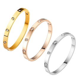 BUMPKAI 3 PCS18K Gold-Plated Bracelets for Women, 1PCS Adjustable Natural Healing Yoga Crystal Bead, Italian Love and Friendship Birthday Commemorative Gift