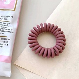 Color Pastel Matte Telephone Cord Spring Hair Tie Burgundy (WFHXFHV) / 컬러 파스텔 무광 전화선 스프링 헤어끈 버건디 (WFHXFHV)