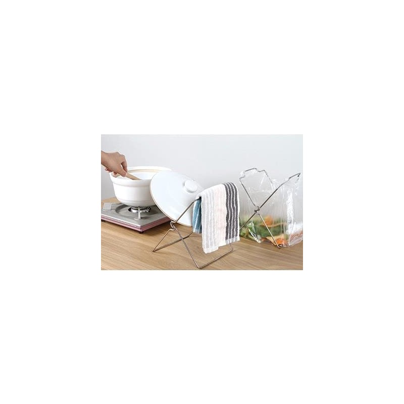 Garbage Bag Stand for Kitchen, Kitchen, Desk, Foldable, Tabletop, Stainless