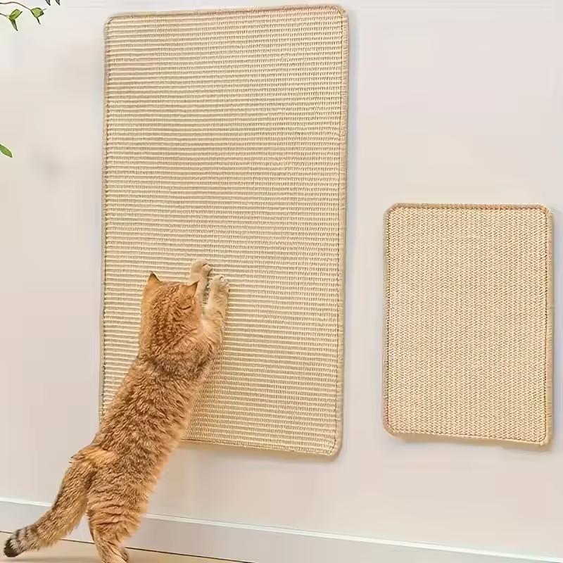 Durable Wall-Mounted Sisal Cat Scratcher Pad, Space-Saving Scratch Mat for