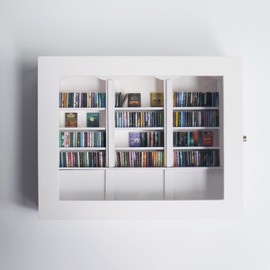 LeatherleafWorth Anxiety Mini Bookshelf - Stress-Relief Wooden Cabinet with 200pcs Mini Books - Home Decoration for Book Lovers (White Small)