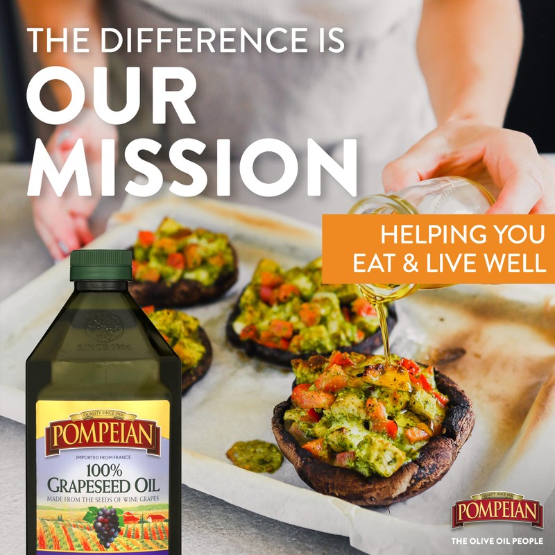 Pompeian 100% Grapeseed Oil, Light and Subtle Flavor, 68 Fl