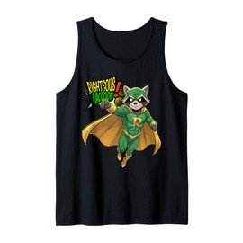 'Righteous Raccoon Superhero s Retro Comic Strip Tank Top